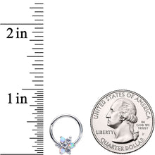 16G 3/8 White Synthetic Opal Snow Star Hinged Segment Ring
