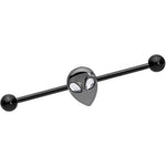 14G Clear Gem Black Alien Invader Industrial Barbell 38mm