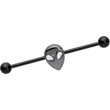 14G Clear Gem Black Alien Invader Industrial Barbell 38mm