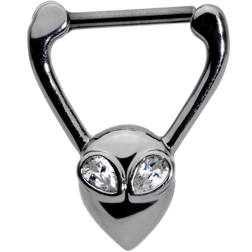 16G 5/16 Clear Gem Black Alien Invader Cartilage Clicker