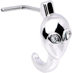 20G Clear Gem Alien Invader Faux Hoop L Shaped Nose Ring