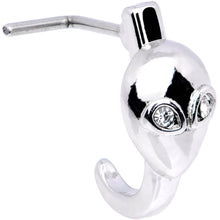 20G Clear Gem Alien Invader Faux Hoop L Shaped Nose Ring
