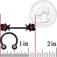 14G Clear Gem Heart Black Horseshoe Barbell Nipple Ring  Set
