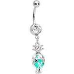 Clear Gem Glow in the Dark Pineapple Dangle Belly Ring