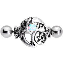 16G 1/2 White Synthetic Opal Pentagram Tree Cartilage Cuff