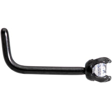 20G 1/4 Clear CZ Gem Black L Shaped Nose Ring