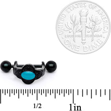 16G 1/2 Faux Turquoise Black Flower Cartilage Cuff