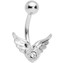 Clear Gem Valentines Day Winged Heart Belly Ring Set of 4
