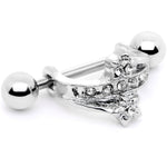 16G 1/2 Clear Gem Cross Crown Cartilage Cuff
