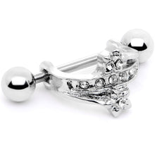 16G 1/2 Clear Gem Cross Crown Cartilage Cuff