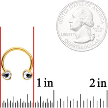 14G 9/16 Clear Gem Gold Tone Heart Horseshoe Nipple Ring Set