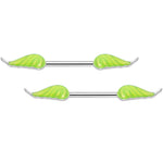 14G 9/16 Glow in the Dark Green Leaf Barbell Nipple Rings