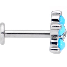 16G 5/16 CZ Gem Faux Turquoise Flower Internally Threaded Labret