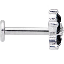 16G 5/16 CZ Gem Black Gem Flower Internally Threaded Labret