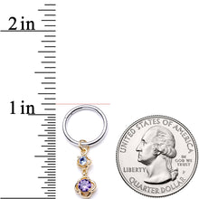16G 3/8 Blue Purple Gem Flower Dangle Hinged Segment Ring