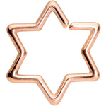 16G 3/8 Rose Gold Tone Hexagram Star of David Closure Ring
