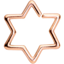 16G 3/8 Rose Gold Tone Hexagram Star of David Closure Ring