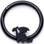 16G 3/8 Black Fantasy Dragon Hinged Segment Ring