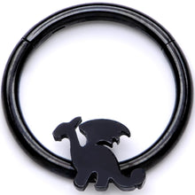 16G 3/8 Black Fantasy Dragon Hinged Segment Ring