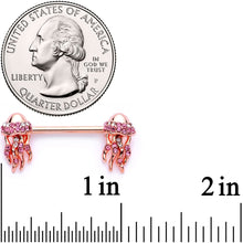 9/16 Clear Gem Rose Gold Tone Jellyfish Barbell Nipple Ring Set