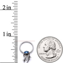 16G 3/8 Blue Gem Nautical Jellyfish BCR Captive Ring