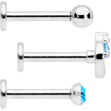 16G 5/16 Aqua Gem Internally Threaded Labret Set