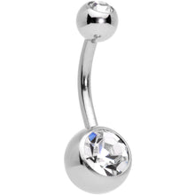 Clear Gem Blue Faux Druzy Rose Gold Tone Peaceful Moon Belly Ring Set