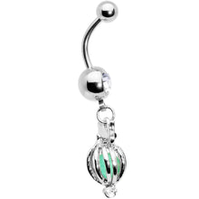 Black Clear Gem Glow in the Dark Owl Dangle Belly Ring