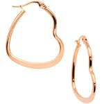 30mm Rose Gold Tone PVD Stainless Steel Heart Hoop Earrings