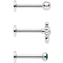 16G 5/16 Green Gem St Patricks Day Shamrock Labret Set of 3
