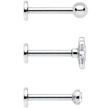 16G 5/16 Clear Gem Flower Top Labret Tragus Set of Three