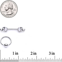 14G White Faux Opal Elephant BCR Barbell Nipple Ring Set of 4