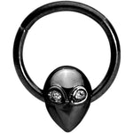 16G 3/8 Clear Gem Black Alien Invader Hinged Segment Ring