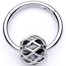 16G 3/8 Geometric Pattern Bead Hinged Segment Ring