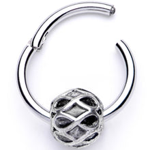16G 3/8 Geometric Pattern Bead Hinged Segment Ring