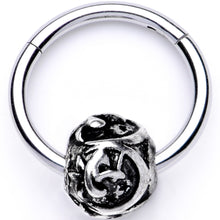 16G 3/8 Abstract Pattern Bead Hinged Segment Ring