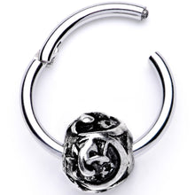 16G 3/8 Abstract Pattern Bead Hinged Segment Ring