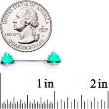 14G 9/16 Green Gem Geometric Triangles Barbell Nipple Ring Set