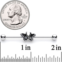 14G Clear Gem Catch That Butterfly Industrial Barbell 38mm