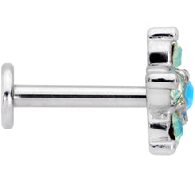16G 5/16 Blue Faux Opal Internally Threaded Flower Labret