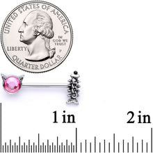 14G 9/16 Pink Black Gem Hungry Kitty Cat Barbell Nipple Ring Set