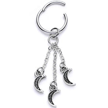 16G 3/8 Triple Crescent Moon Dangle Hinged Segment Ring