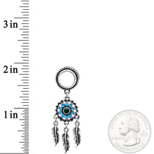 Green Gem Feather Dreamcatcher Screw Fit Tunnel Plug Set