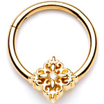 16G 3/8 Clear CZ Gold Tone Regal Rhombus Hinged Segment Ring