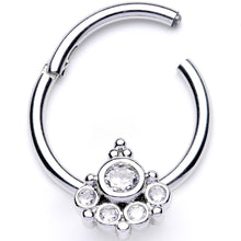16G 3/8 Clear CZ Gem Geometric Hinged Segment Ring