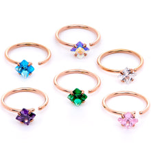 20G 5/16 Pastel Gem Rose Gold Tone Nose Hoop Set of 6