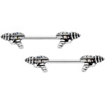 14G 9/16 Aurora Gem Mystery Ray Gun Barbell Nipple Ring Set