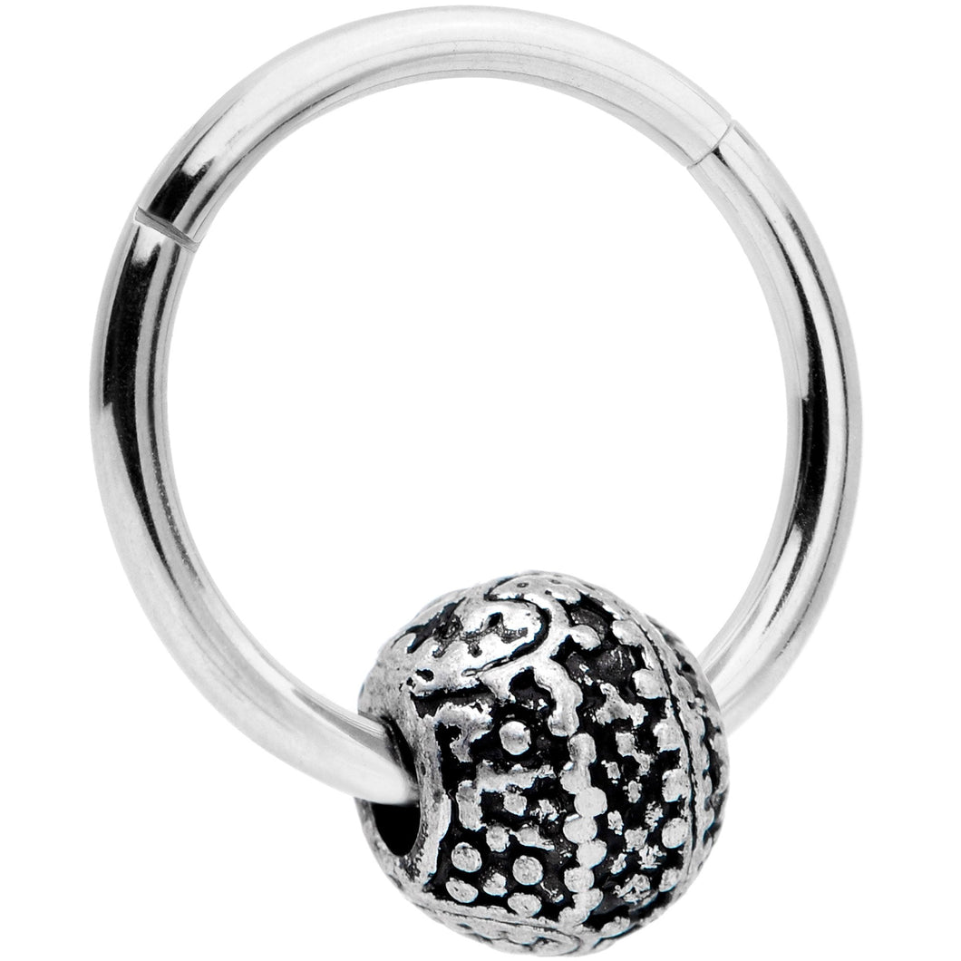 16G 3/8 Tiny Texture Pattern Bead Hinged Segment Ring
