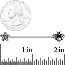 14G Clear Gem Bee Flower Industrial Barbell 38mm