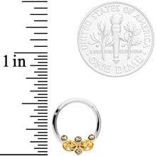 16G 3/8 Clear CZ Gem Abstract Scrolls Hinged Septum Segment Ring